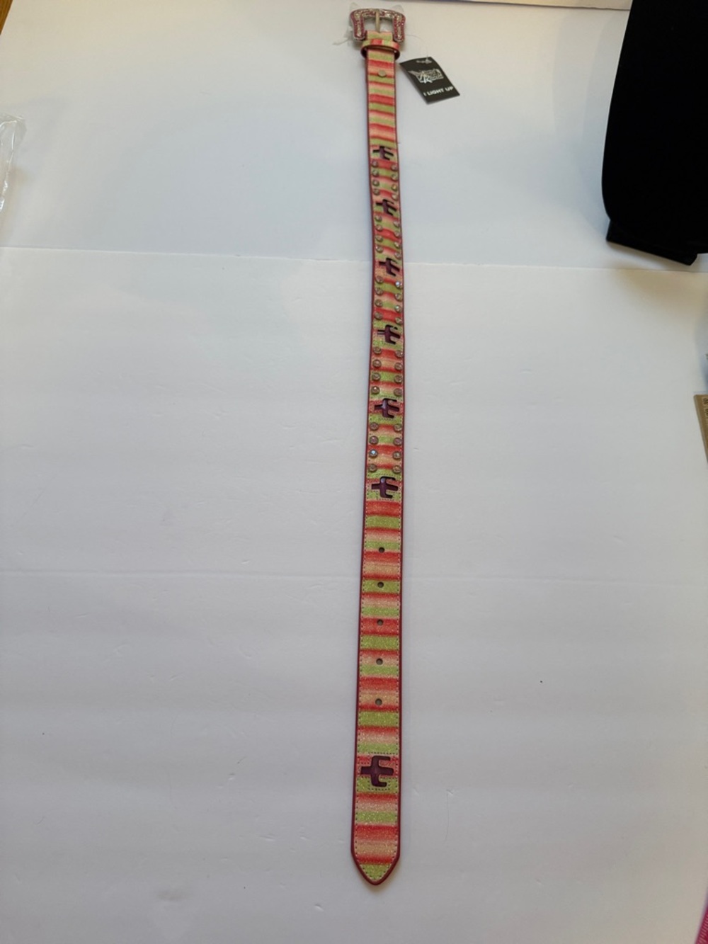 Angel Ranch White LED Belt - Women’s Accessory 24 inch Leather Belt